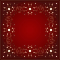 Filigree golden frame on red.