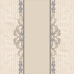 Floral border on vintage background. Old paper with patern in retro style