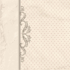 Floral border on vintage background. Old paper with patern in retro style