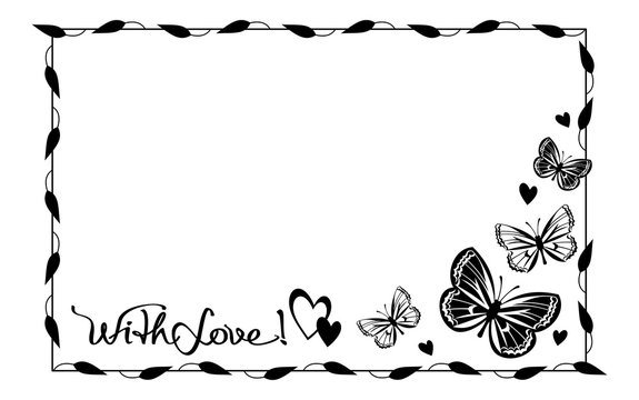Silhouette frame with butterflies