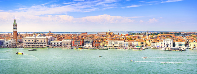 Fototapeta na wymiar Venice panoramic aerial view, Piazza San Marco with Campanile an