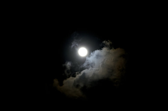 night sky bright moon and cloud