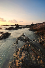 Fototapeta na wymiar Beautiful nature views at south chinese sea, Malaysia coastline.