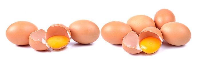 Broken egg isolated on white background