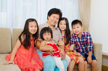 Grandmother and grandchildren