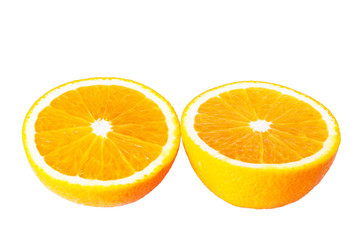 Orange halves on white background
