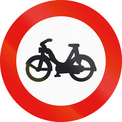 Road sign used in Spain - entry forbidden to mopeds