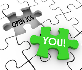 Fototapeta premium Open Job Position You Word Fill Puzzle Hole