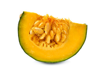 Japanese pumpkin with seed on white background