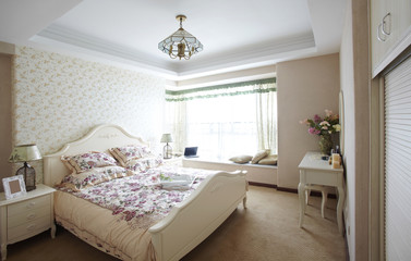 Fototapeta premium The pastoral style bedroom interiors