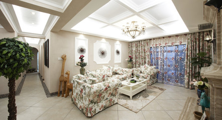 Pastoral style living room interiors