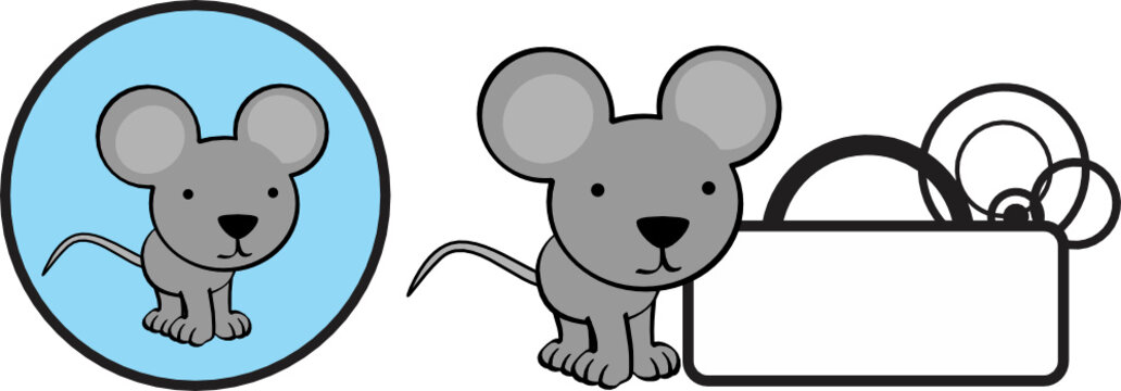 cute baby mouse kawaii cartoon sticker in vector format