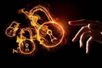 Hand touch light lock icon