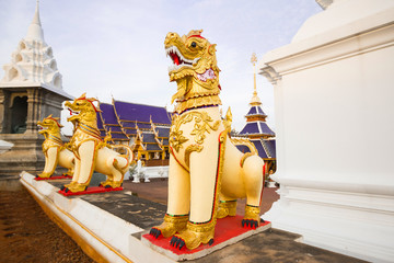 Singha statue in the temple, Wat Ban Den, Maetang, Chiangmai, Thailand
