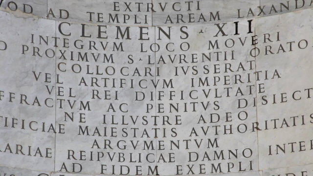 Close up of Latin inscription of Triclinium at St John Lateran