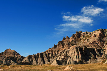 Badlands National Park (BNP) - Blue skies and with cirrus / cumulus clouds blowing over