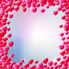 Valentines Day background with scattered gem hearts