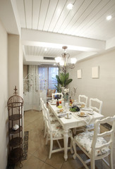 Pastoral style dining room interiors