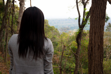 Woman Looking Nature Environment