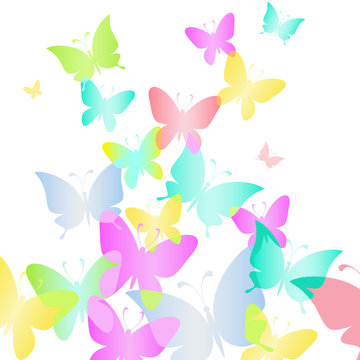 Abstract rainbow Background with butterflies. Vector illustratio