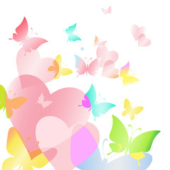  Vector illustration of bright  rainbow  butterflies and hearts. - 100088724