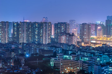 dense buildings night view