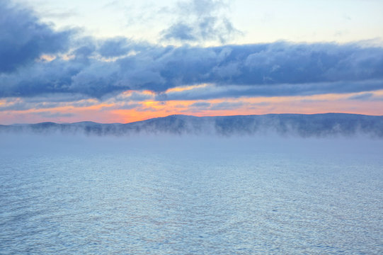 Sunset on the lake Turgoyak