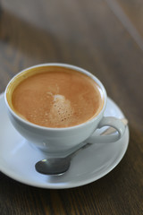 coffee latte in coffee shop vintage color