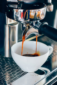 coffee latte in coffee shop vintage color
