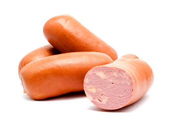 Sausages isolated on a white