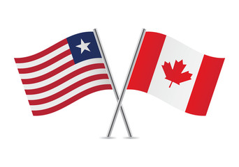 Liberian and Canadian flags. Vector illustration.