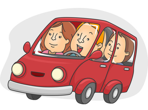 red car with people driving clip art preview