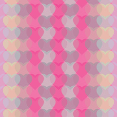 Seamless vector background with transparent decorative hearts