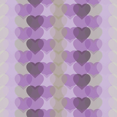 Seamless vector background with transparent decorative hearts