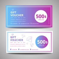 Vector illustration, colorful Gift voucher template, gift voucher certificate coupon design template