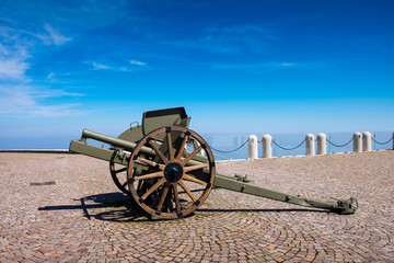 Fototapeta premium A cannon on Monte Grappa first world war memorial, Italy.