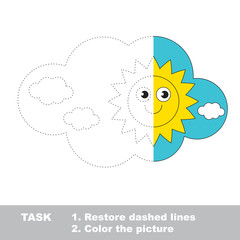 Day to be colored. Vector trace game.