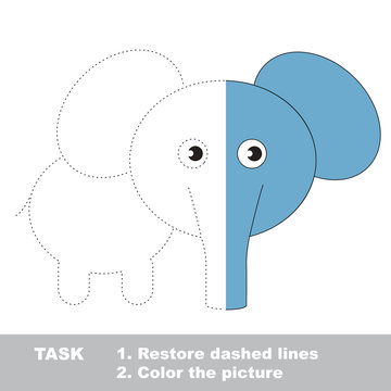 Elephant to be colored. Vector trace game.