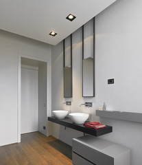 Fototapeta na wymiar foreground of washbasin in a modern bathroom 