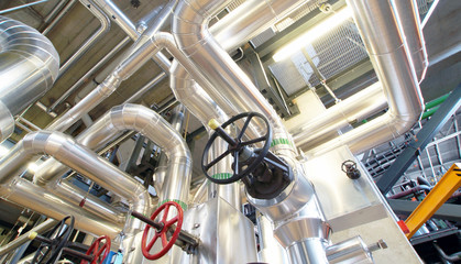 Industrial zone, Steel pipelines, valves and cables