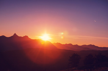Mountains on sunset