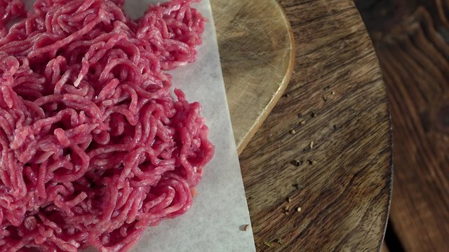 Minced rotating beed Meat (not seamless loopable 4K footage)