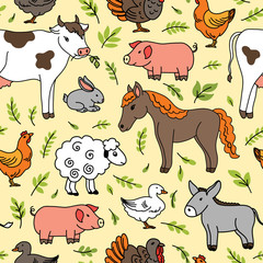 Vector seamless pattern with pets