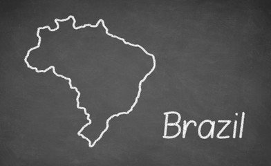 Brazil map drawn on chalkboard