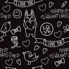 cartoon vector seamless pattern. happy valentine's day.