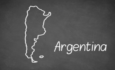 Argentina map drawn on chalkboard