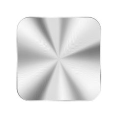 Metal button. Square rounded  steel app icon.