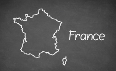  France map drawn on chalkboard