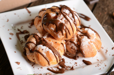 Delicious profiteroles dessert