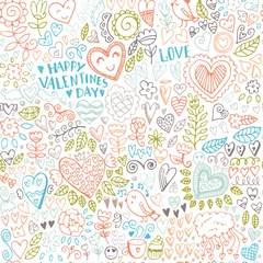 Fototapeten Valentines day seamless sketch pattern © qilli